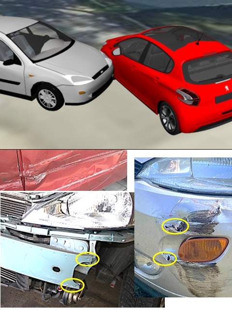 Rekonstrukcja kolizji drogowej – mechanizm zderzenia Peugeot i Forda
