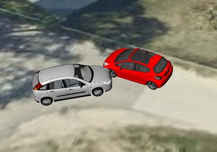 Rekonstrukcja kolizji drogowej – mechanizm zderzenia Peugeot i Forda